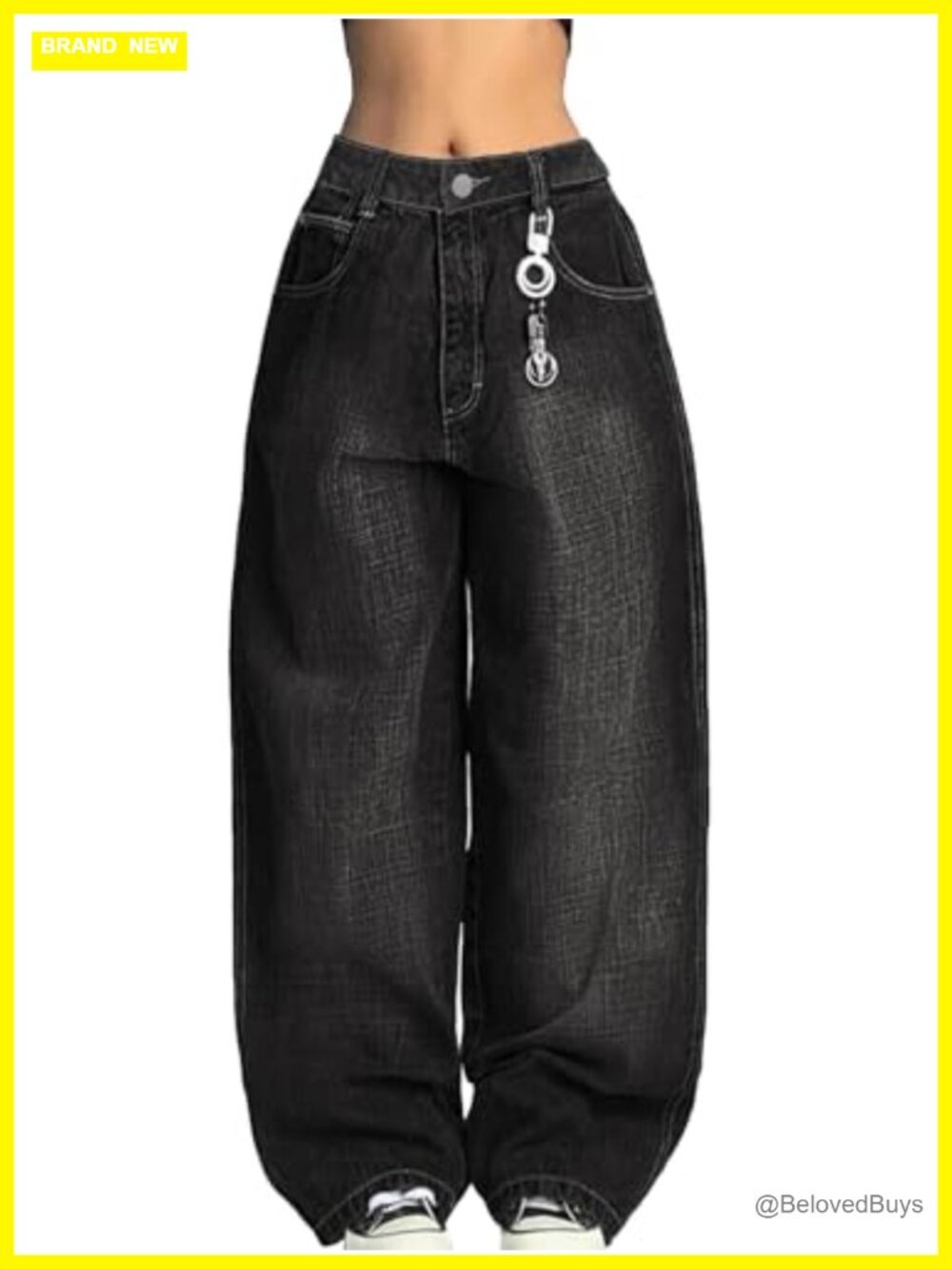 Women's Baggy Jeans Y2K Grunge Streetwear Wide Leg Mid Rise Cotton Blend